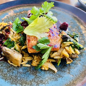 Oscar's Brewing Company - Salmon with raspberry sauce - it was moist and delicious - Breweries Near Me - Temecula, California