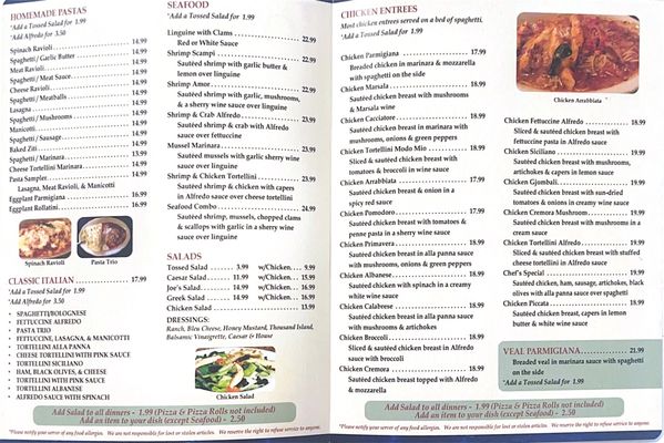 Menu photo 2 Joe's Pizza and Pasta Fort Smith, AR Menu photo 2 Joe's Pizza and Pasta Fort Smith, AR