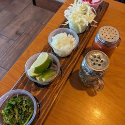 Nice presentation for the pozole condiments