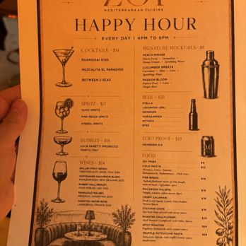 Zoi Mediterranean Nomad - Happy Hour Menu - Mediterranean Near Me - New York, New York