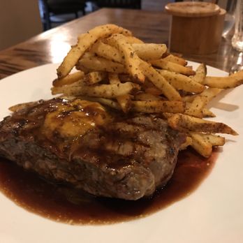Tolon - Strip steak and duck fat fries with bone marrow demi-glacé $41 - New American Near Me - Fort Wayne, Indiana Tolon - Strip steak and duck fat fries with bone marrow demi-glacé $41 - New American Near Me - Fort Wayne, Indiana