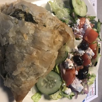 Greek Village Restaurant - Spinach Pie ..... Spanok....ita LoL with a standard salad - Greek Near Me - Carmel, New York Greek Village Restaurant - Spinach Pie ..... Spanok....ita LoL with a standard salad - Greek Near Me - Carmel, New York
