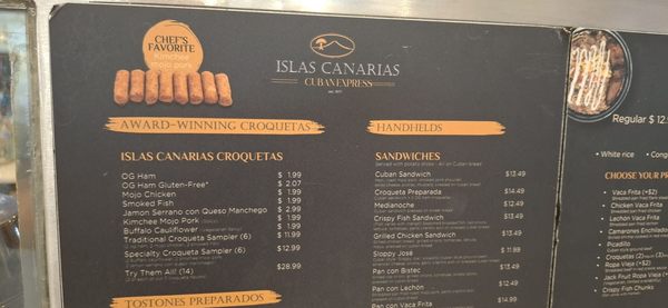 Menu photo 2 Islas Canarias Cuban Express Miami, FL