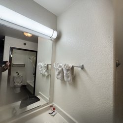 Econo Lodge - Towels that had been placed, indicating someone had been in the room and "okayed" the quality of the dwelling.