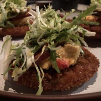 Yardbird - Fried Green Tomato BLT with house-smoked pork belly, pimento cheese, frisée, smoky tomato jam & lemon vinaigrette. - Southern Near Me - Las Vegas, Nevada Yardbird - Fried Green Tomato BLT with house-smoked pork belly, pimento cheese, frisée, smoky tomato jam & lemon vinaigrette. - Southern Near Me - Las Vegas, Nevada