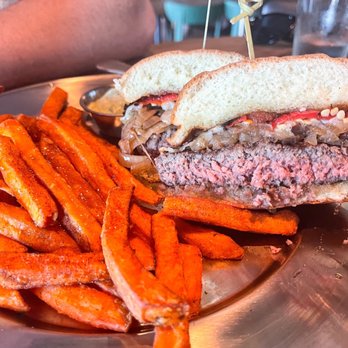 Eureka - 28 Day Dry-Aged Bone Marrow with Sweet Potato Fries - American Near Me - Santa Clara, California Eureka - 28 Day Dry-Aged Bone Marrow with Sweet Potato Fries - American Near Me - Santa Clara, California