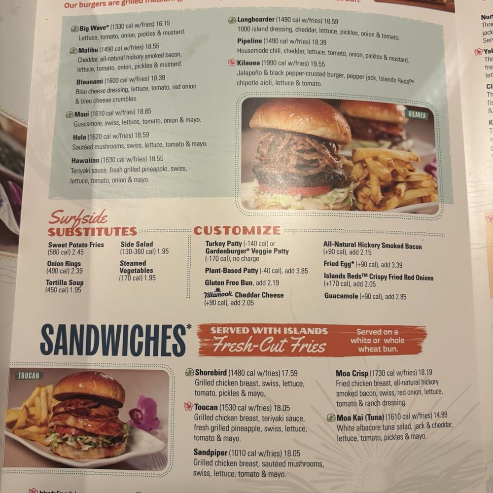 Islands Restaurant - Menu - Burgers Near Me - Monterey, California