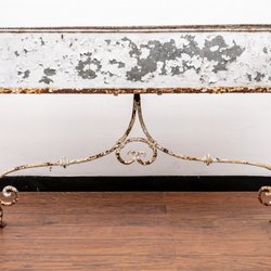 Black Rock Galleries - Raleigh - ANTIQUE WHITE WROUGHT IRON LONG PLANTER POT ON CONSOLE BASE
