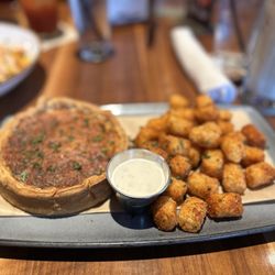 Lazy Dog Restaurant & Bar - Cheese quiche with tater tots (brunch menu)