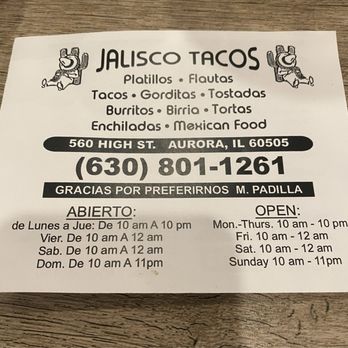 Jalisco Tacos - Mexican Near Me - Aurora, Illinois