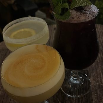 Amandine - Bourbon Sour (front), Sangria (right), Lemon Drop (left) - Cocktail Bars Near Me - Los Altos, California