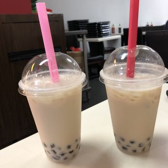 Beijing Dumpling House - (Left) Bubble Milk Tea (right) Vanilla Milk Tea - Bubble Tea Near Me - Jamaica, New York