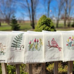 Elderberry Marsh - Hand embroidered tea towels