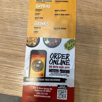 Teriyaki Madness - Menu 03.29.24 - Gluten-Free Near Me - Henderson, Nevada
