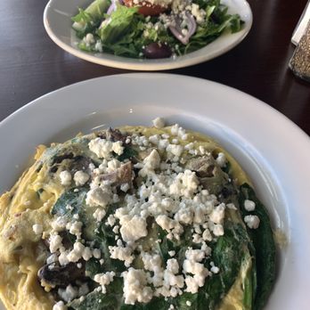 North Harbor Club - Wild mushroom frittata upgraded with a Greek salad as a side - New American Near Me - Davidson, North Carolina