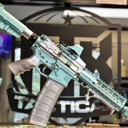 Custom Tiffany blue and silver AR pistol.