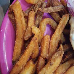 My fries were hard and burned with dirty grease