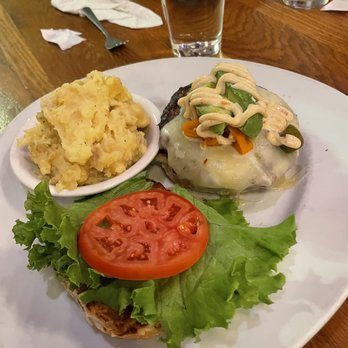 The Gate House - The Pandora burger with mashed potatoes - Burgers Near Me - Rochester, New York The Gate House - The Pandora burger with mashed potatoes - Burgers Near Me - Rochester, New York