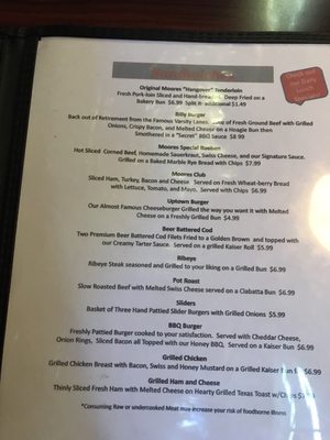 Menu photo 3 Moores Bar & Restaurant Greencastle, IN