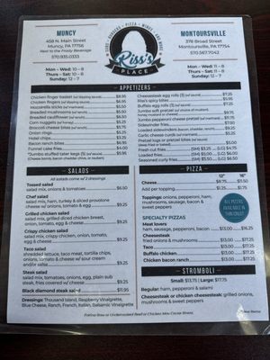Menu photo 2 Riss's Place Muncy, PA