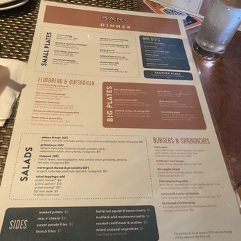 Banc Cafe - Dinner Menu 6/5/21 - Cafes Near Me - New York, New York