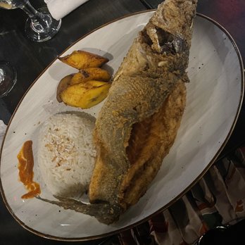 NK Restaurant - Bronzino w/ white rice and plantain. - Caribbean Near Me - East Meadow, New York