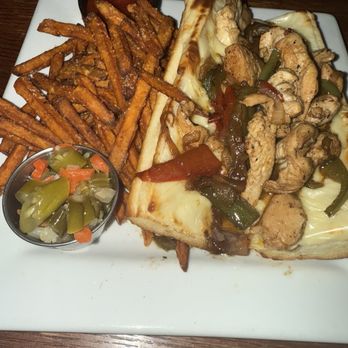 The CrossRoads Bar & Grill - West Loop Chicken Philly Sandwich and Sweet Potato Fries - American Near Me - Chicago, Illinois The CrossRoads Bar & Grill - West Loop Chicken Philly Sandwich and Sweet Potato Fries - American Near Me - Chicago, Illinois
