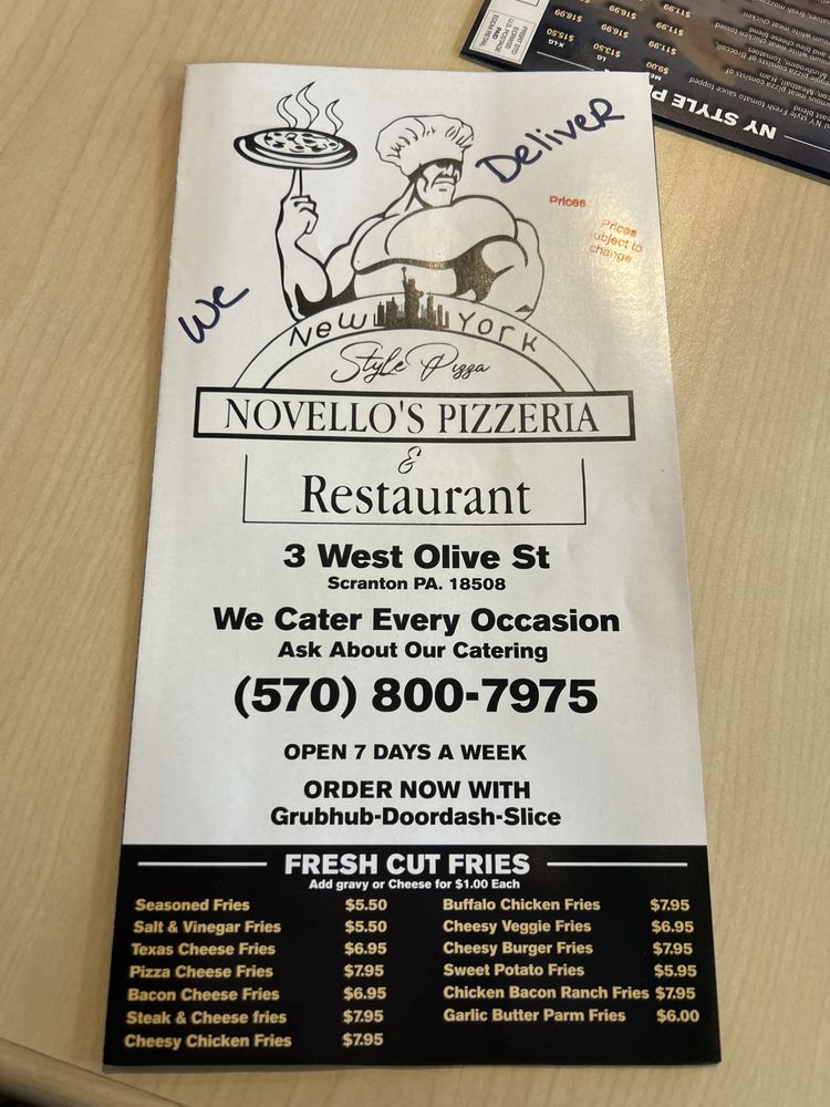 NOVELLO’S PIZZERIA & RESTAURANT Updated November 2024 3 W Olive St