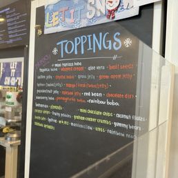 Toppings menu Toppings menu
