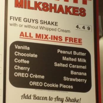 Five Guys - They have milkshakes now - and you can add BACON!! :) - Burgers Near Me - Lakeland, Florida