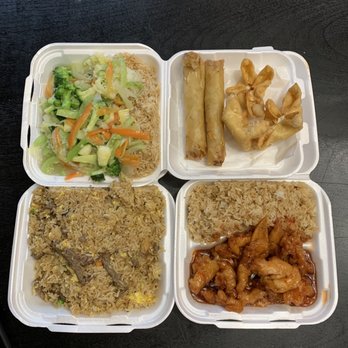 Gourmet China Restaurant - Beef Fried Rice Vegetable Delight Orange chicken Egg rolls Cheese wonton - Chinese Near Me - Dallas, Texas