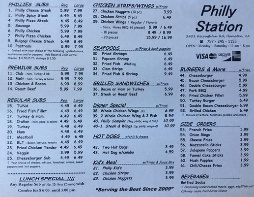 Menu photo 2 Philly Station Hampton, VA Menu photo 2 Philly Station Hampton, VA