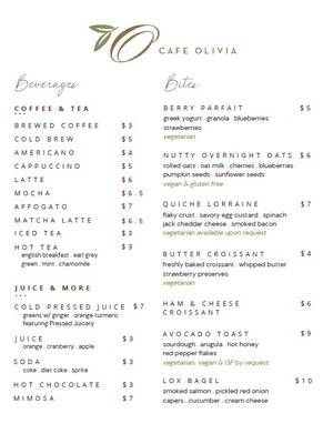 Menu photo 2 Cafe Olivia Los Angeles, CA