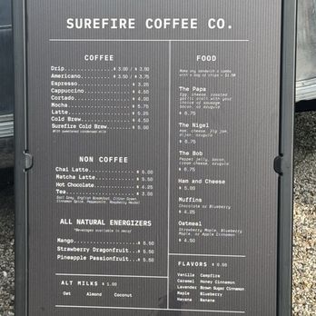 Surefire Coffee - Menu - Coffee & Tea Near Me - Nashville, Tennessee Surefire Coffee - Menu - Coffee & Tea Near Me - Nashville, Tennessee
