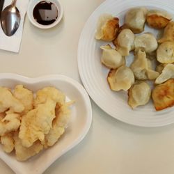 No. 1 dumpling - Salted Fried Fish and Pan Fried Vegetarian Dumplings... medicore