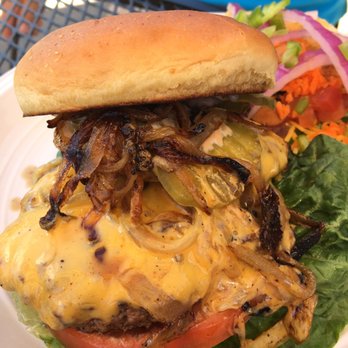 Hermosa Creek Grill - Triple Cheeseburger with Grilled Onions. Delicious - American Near Me - Durango, Colorado Hermosa Creek Grill - Triple Cheeseburger with Grilled Onions. Delicious - American Near Me - Durango, Colorado