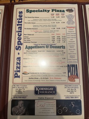 Menu photo 2 Two Dogs Pizza Pink Hill, NC Menu photo 2 Two Dogs Pizza Pink Hill, NC