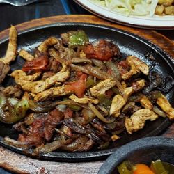 Cazadorez Mexican Restaurant - One of the three combination fajitas platters.