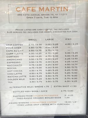 Menu photo 2 Cafe Martin Brooklyn, NY