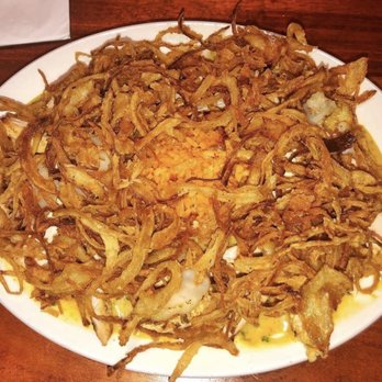Mi Cocina - 50/50 shrimp and chicken fajitas Sunset Style: Sunset sauce, rice, and crispy-fried onions - Mexican Near Me - Dallas, Texas Mi Cocina - 50/50 shrimp and chicken fajitas Sunset Style: Sunset sauce, rice, and crispy-fried onions - Mexican Near Me - Dallas, Texas