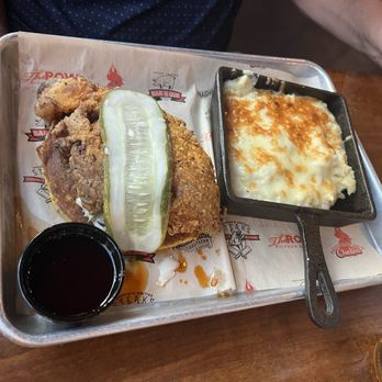 The Row - Hot Chicken with side of Cheddar Grits - Southern Near Me - Nashville, Tennessee The Row - Hot Chicken with side of Cheddar Grits - Southern Near Me - Nashville, Tennessee