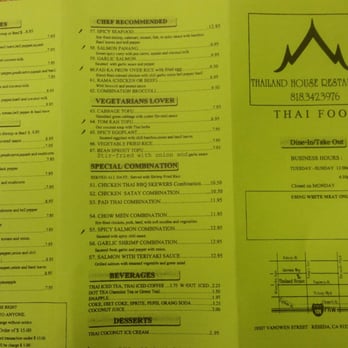 Thailand House - A snap shot of there menu - Thai Near Me - Reseda, California Thailand House - A snap shot of there menu - Thai Near Me - Reseda, California