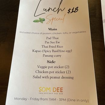 Som Dee Thai Kitchen & Bar - Lunch Menu - Thai Near Me - Denver, Colorado