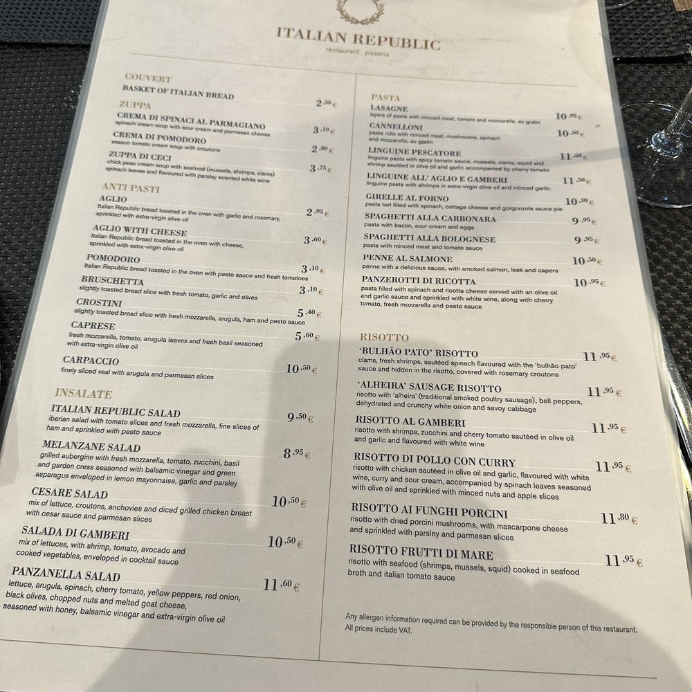 Italian Republic - Menu front - Italian Near Me - Lisbon, 11