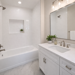 Lexington Painting - Modern bathroom with fully refinished bathtub and tile, clean white finish, and smooth glossy surface.