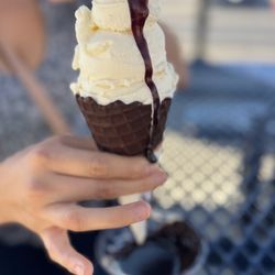 Handel's Homemade Ice Cream - Vanilla on Chocolate Dipped Waffle Cone