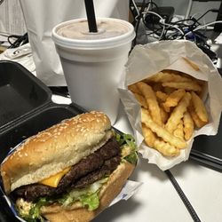 Frosty King - 2. Super Double Burger Combo , upgrade to a shake, and add cheese