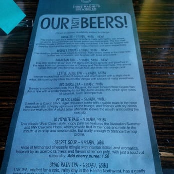 Three Magnets Brewing - Beer Menu - New American Near Me - Olympia, Washington