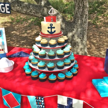 Half Baked Co - Nautical 1st Birthday cupcake tower - Bakeries Near Me - Burbank, California