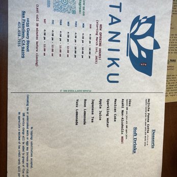 Taniku Izakaya - Menu (3/12/26) - Izakaya Near Me - San Francisco, California